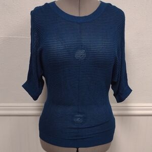 Chic Navy Knit Blouse Vacation Beach Casual